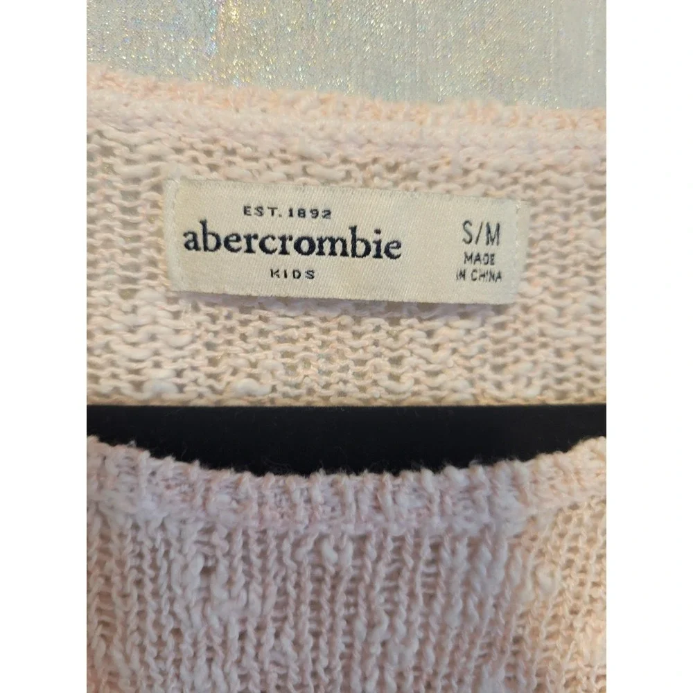 Abercrombie Kids S/M Pink Smiley Face Sweater Summer Cropped‎ Long Sleeve